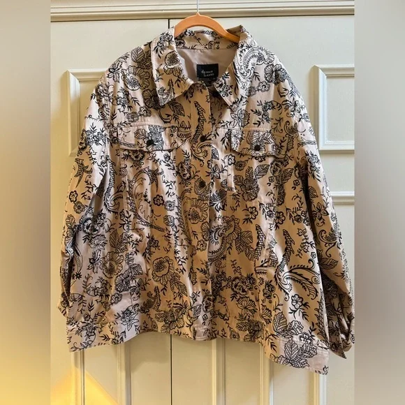 Dennis Basso Black Floral Jean Jacket style - Picture 1 of 4